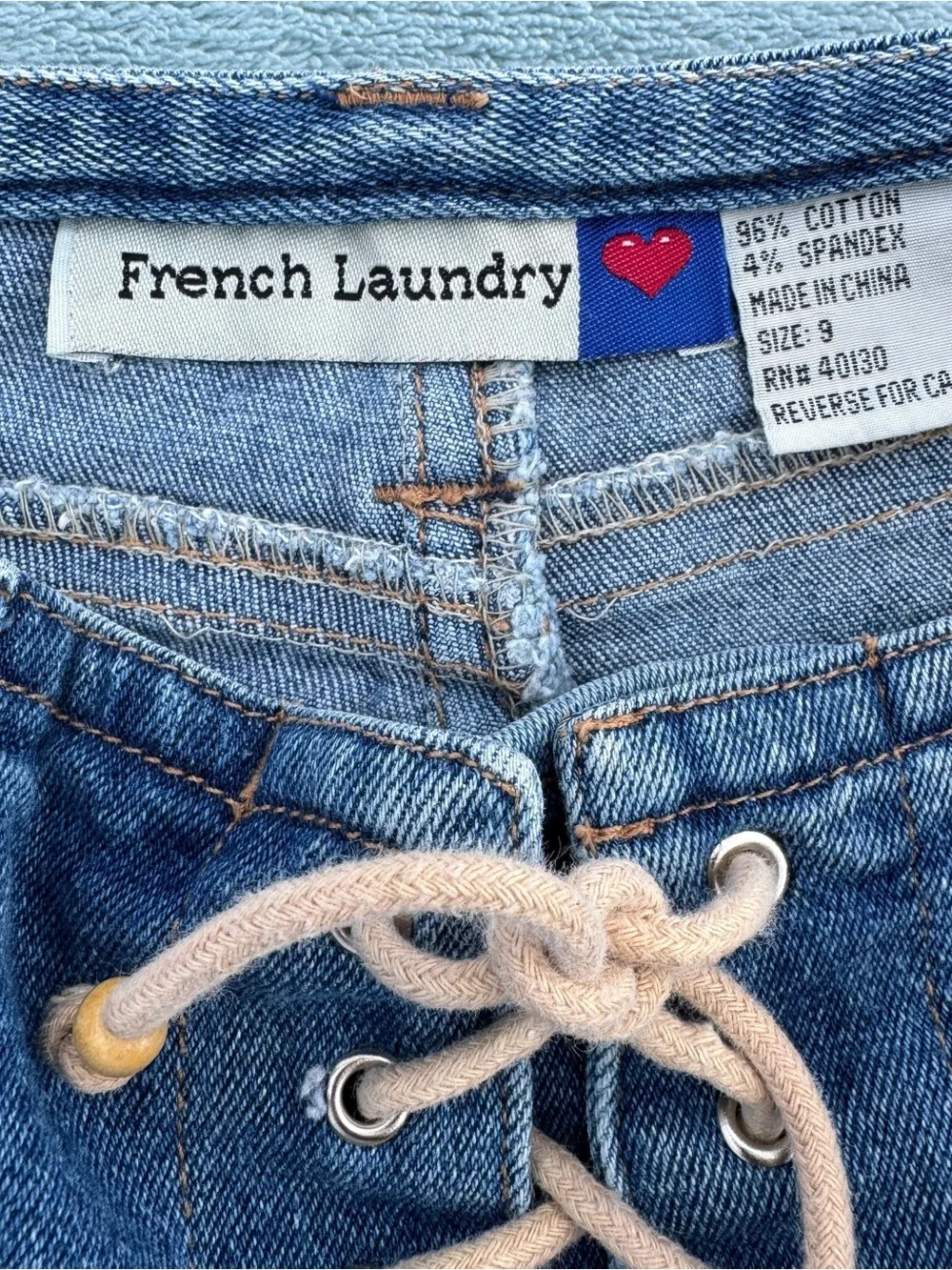 French Laundry Blue Lace-Up Stretch Flare Jeans size 9